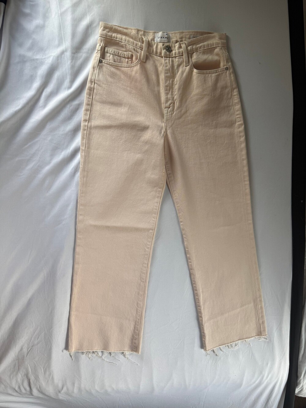FRAME Le Jane Crop High Rise Wide Leg Jeans Nude Pink Size 27